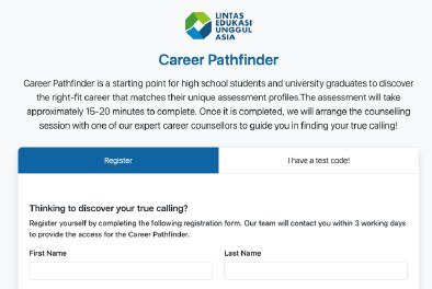Career Pathfinder registration screen